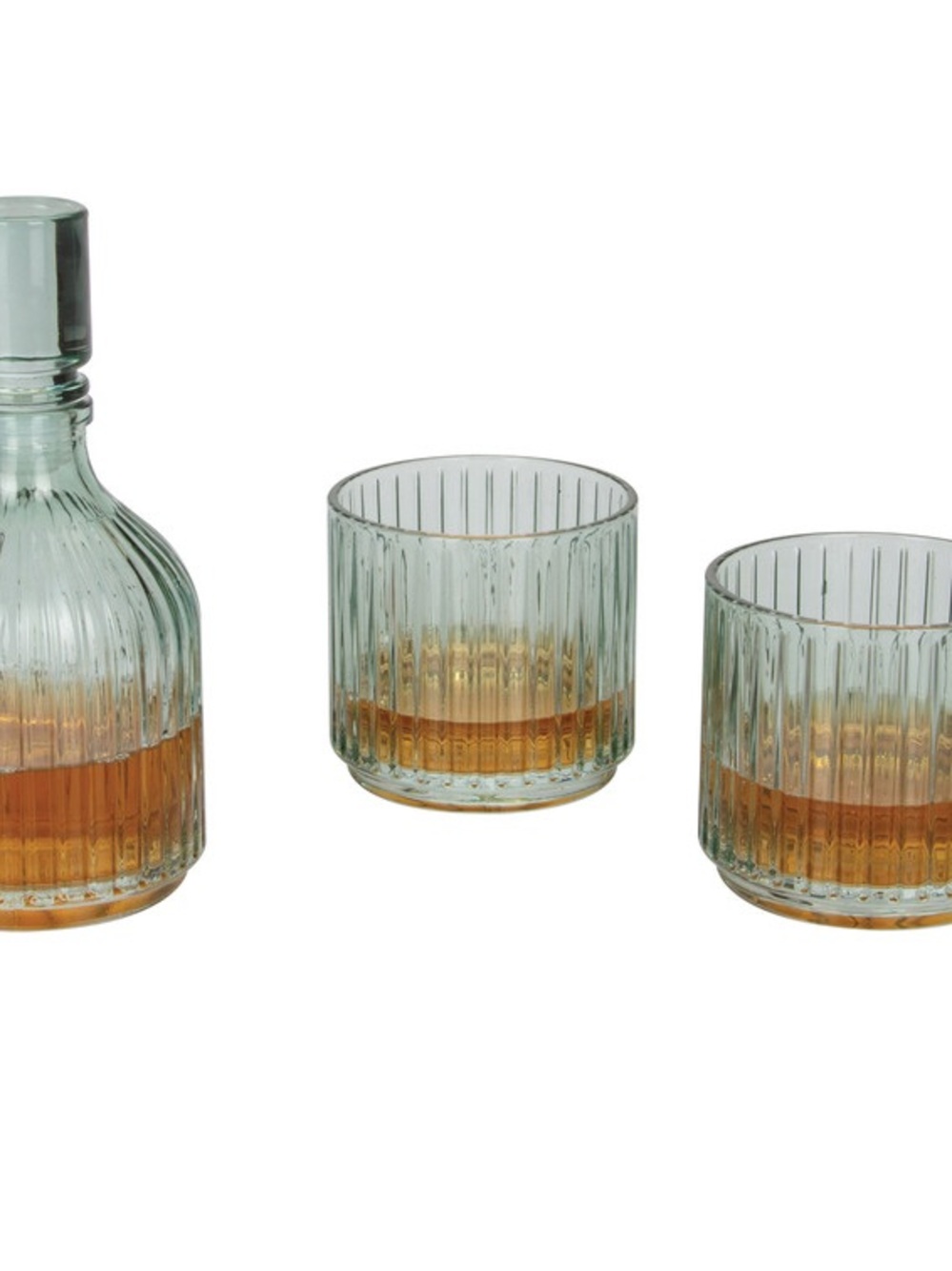 Ribbed Glass Decanter and Tumbler Set